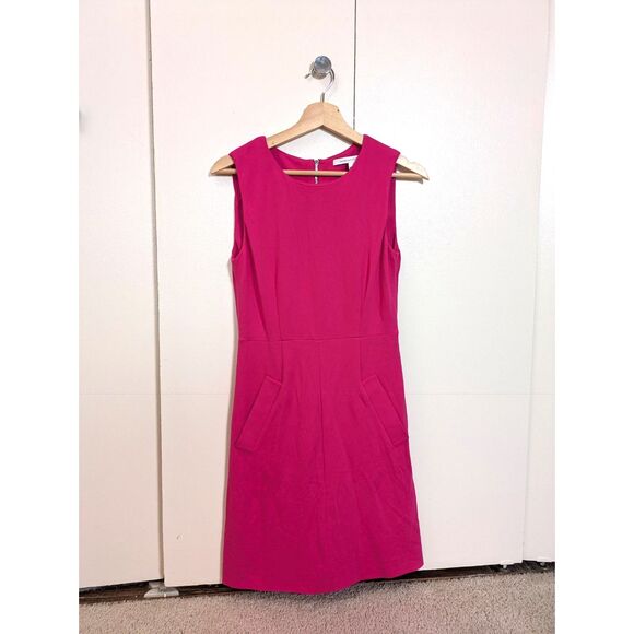 Diane von Furstenburg Carpreena Mini Hot Pink Sleeveless Dress w/ Pockets Sz 4 - Picture 3 of 11